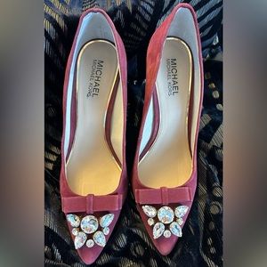 Michael Kors Burgundy Suede Rhinestone Heels